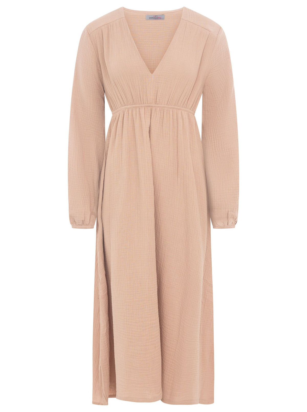 Zwillingsherz - Musselin Kleid lang - Taupe