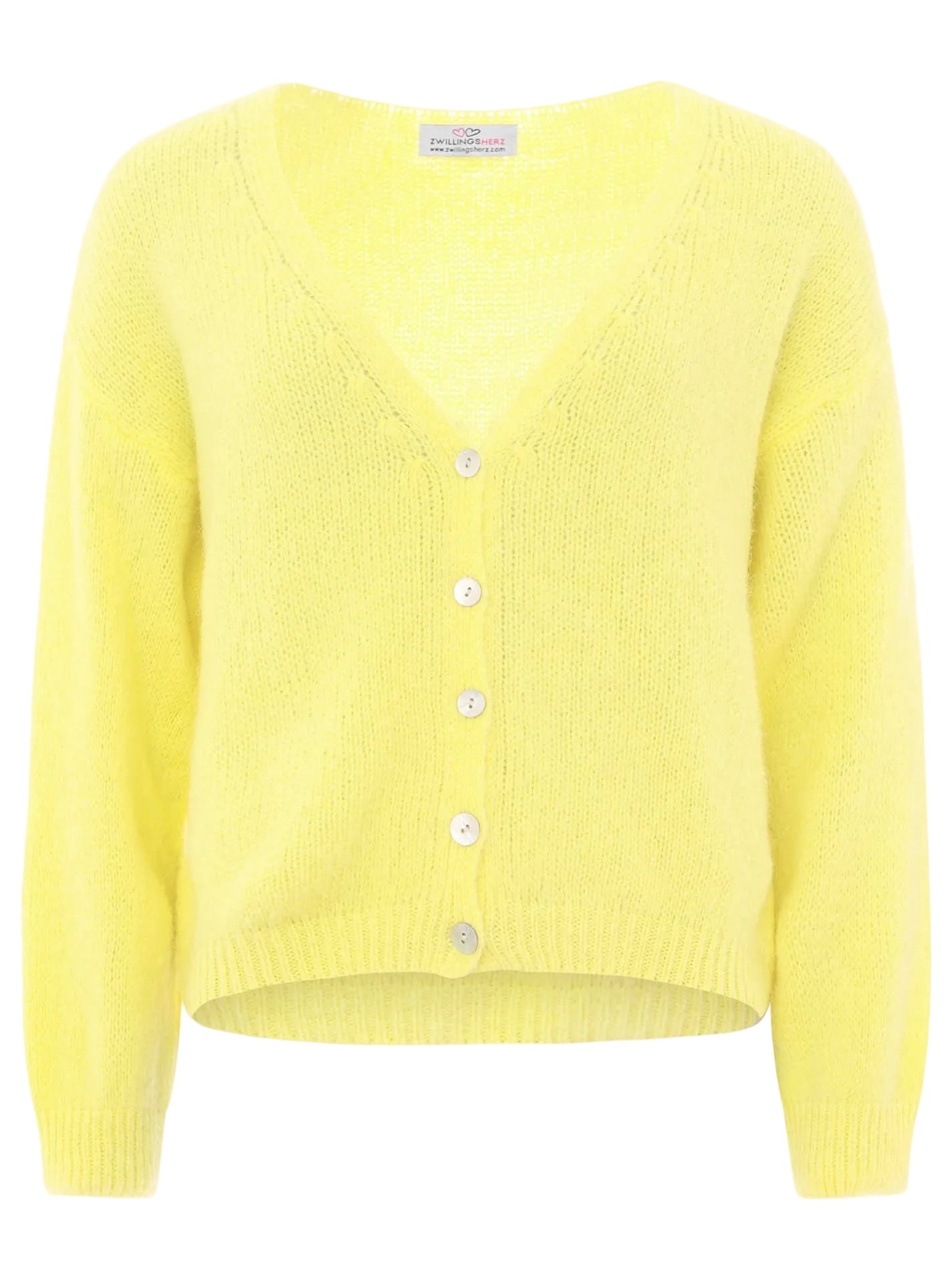 Zwillingsherz - Weicher Oversize Cardigan Happy Vibes - Made in Italy - Grau