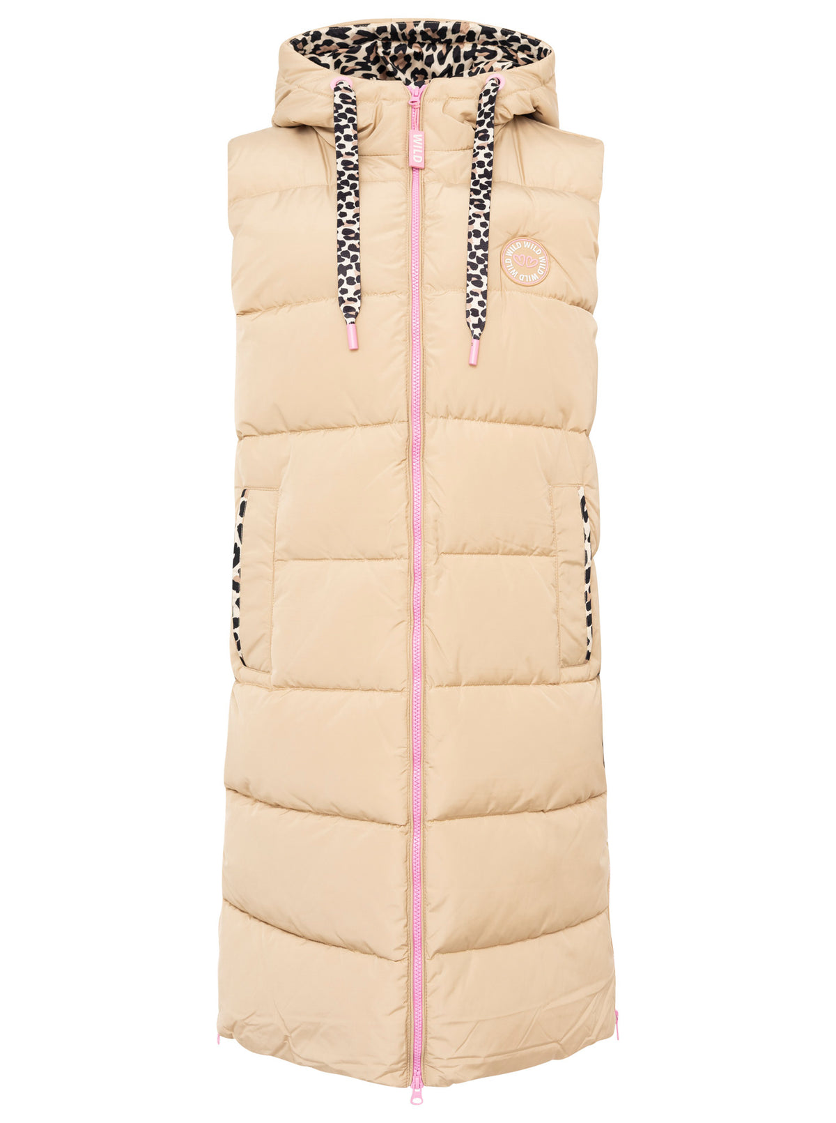 Zwillingsherz - Steppweste Leopard - Beige/Pink
