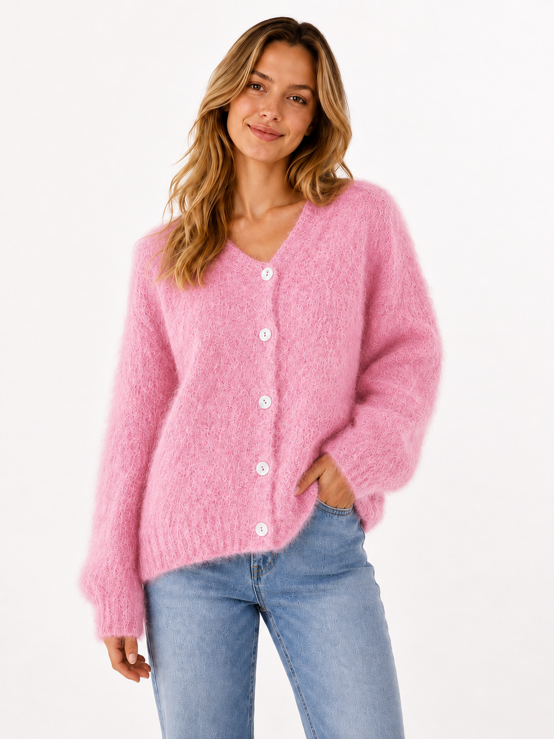 Flair - Cardigan mit feinem Kid Mohair - Rosa