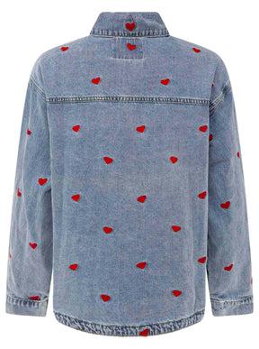 Zwillingsherz - Jeansjacke Herzen - Blau