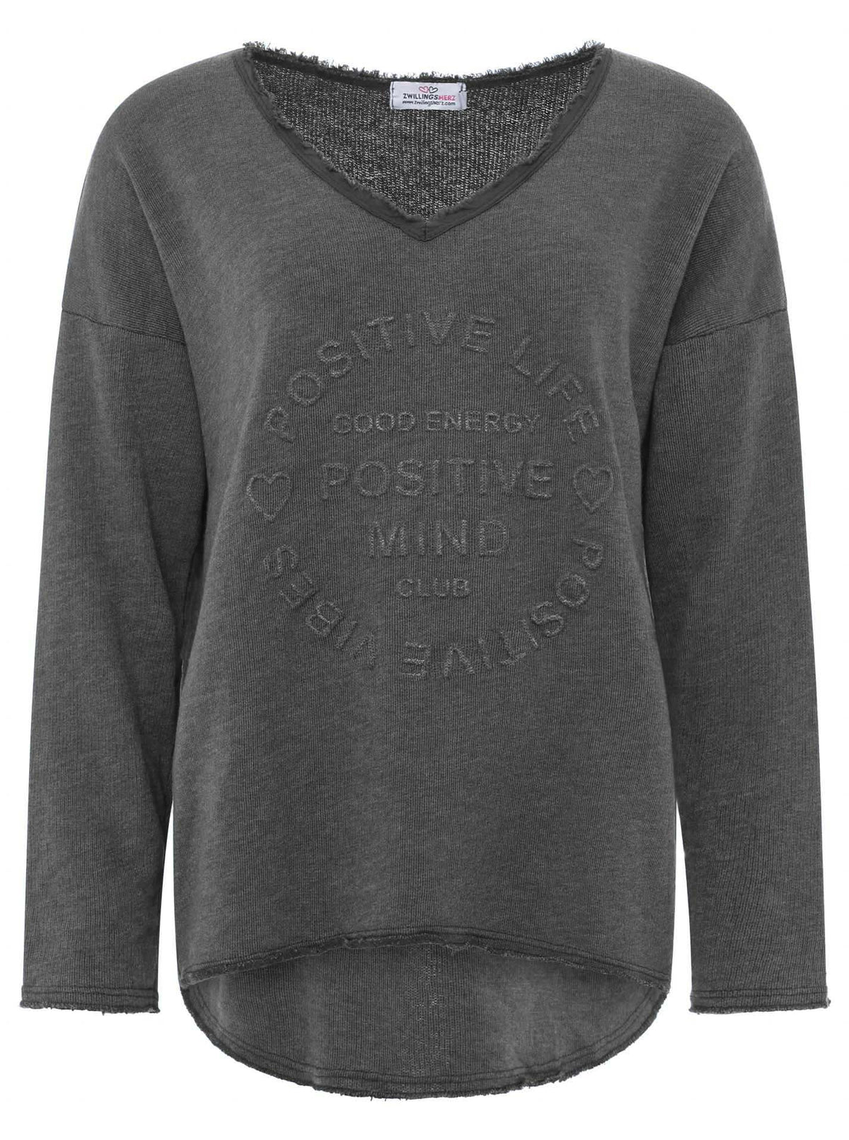 Zwillingsherz -  Sweatshirt "Positive Mind" - Dunkelgrau