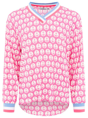 Zwillingsherz - Blusenshirt Anker - Pink/Blau