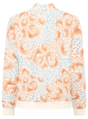 Zwillingsherz -  Blouson / Sweatjacke Zipper Summer Leo/Leopard - Beige/Blau
