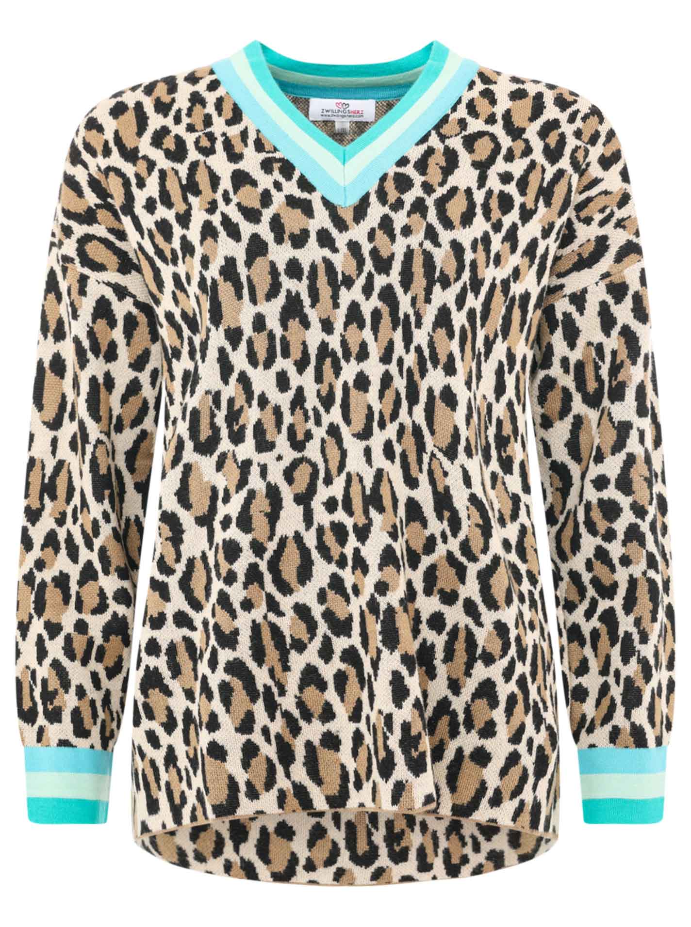 Zwillingsherz Sweatshirt/Pullover - Leo - Beige/Türkis