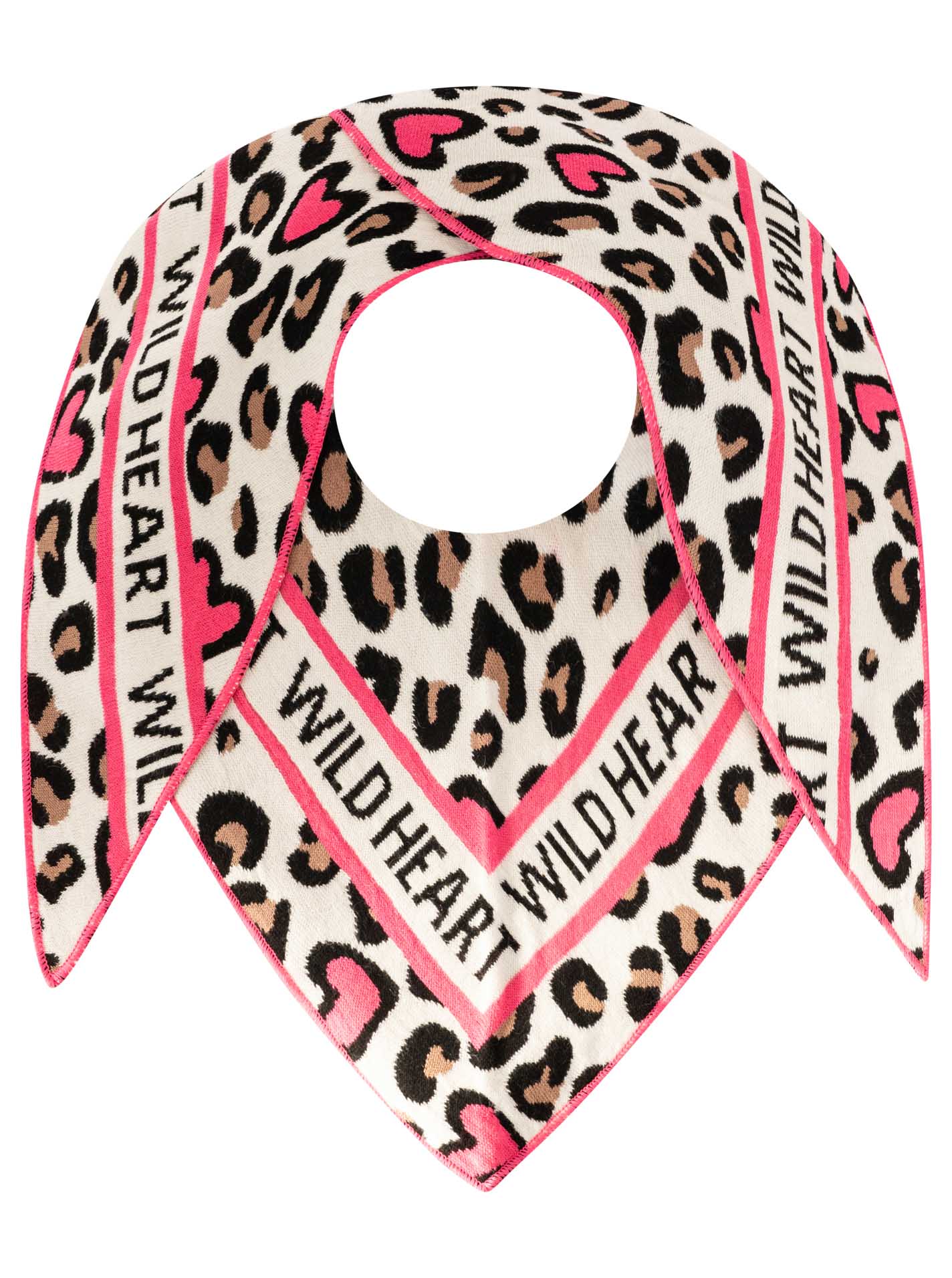 Zwillingsherz Schal - Dreieckstuch "Wild Heart Leo" Baumwolle - Beige/Pink