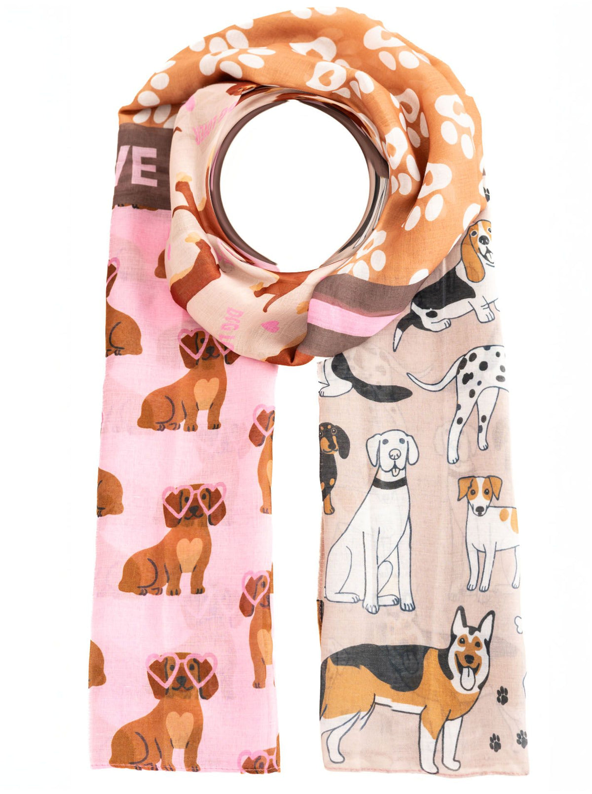 Zwillingsherz - Schal Dog Lover Pawsitive - Rosa