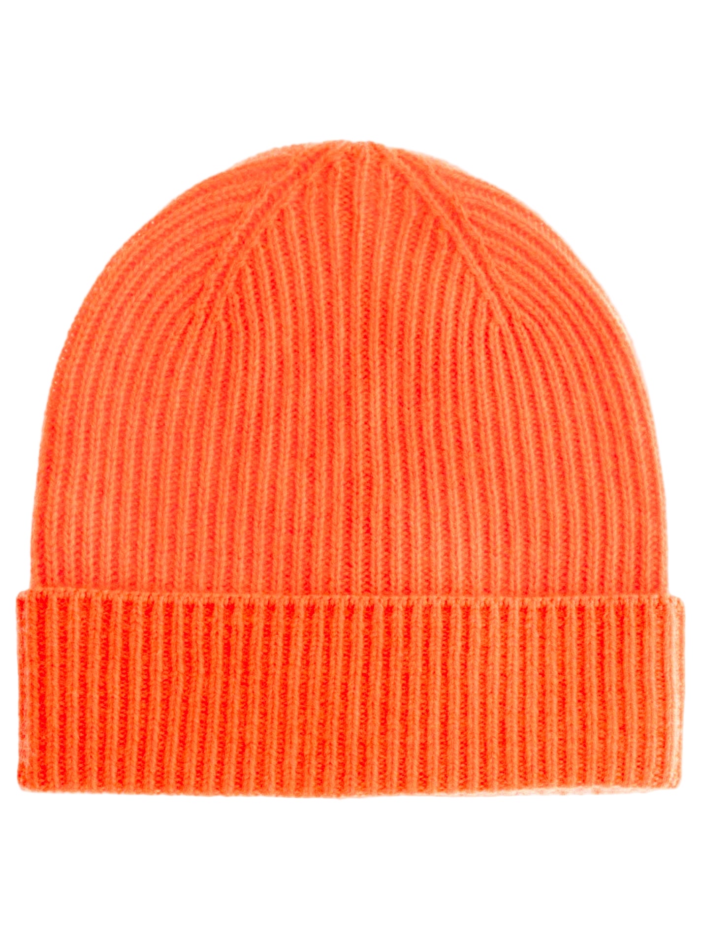 Zwillingsherz Damen Kaschmir-Rippstrick-Mütze (100% Cashmere) - Orange