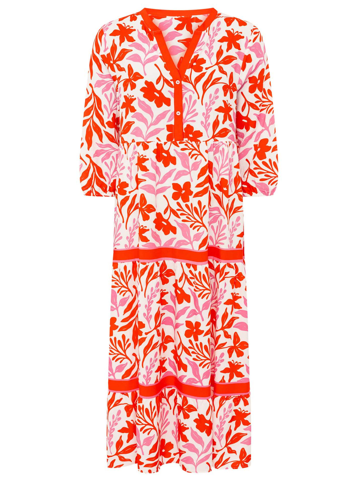 Zwillingsherz - Maxi Kleid Blumen Flower  - Rot