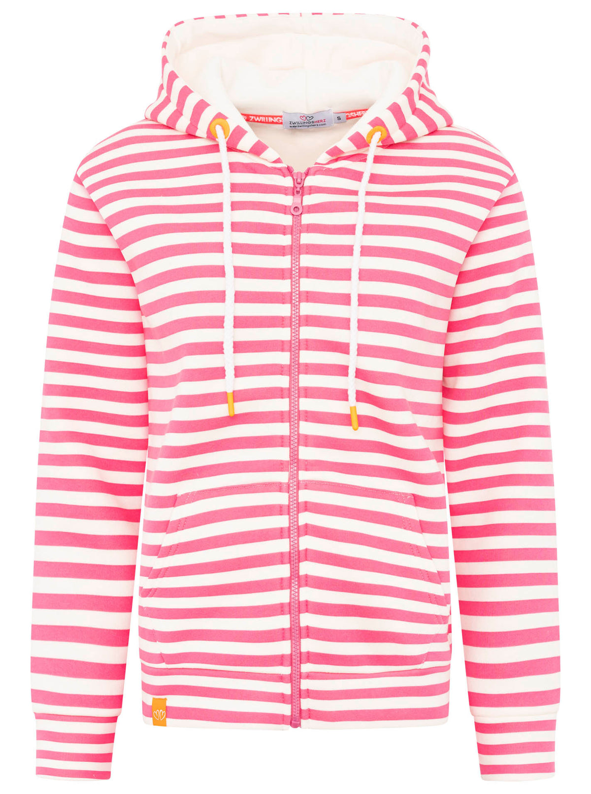 Zwillingsherz - Hoodiejacke "Streifen Smile" - Pink/Creme
