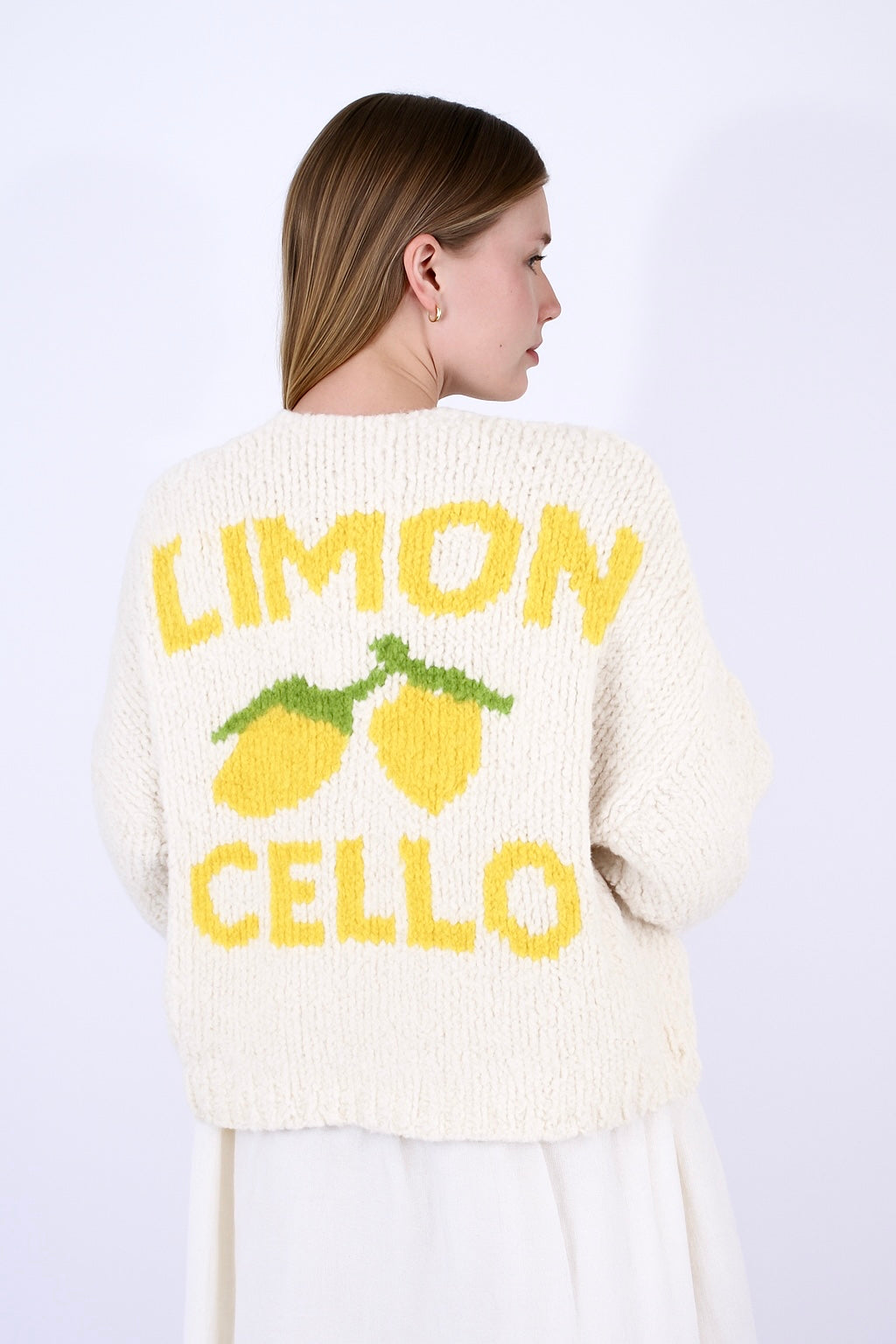 Cardigan "Limoncello" - Made in Italy - Wollweiß