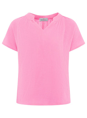 Zwillingsherz - Musselin Bluse Kurzarm - Pink