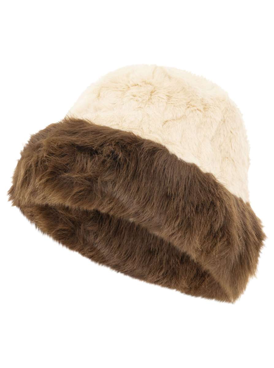 Zwillingsherz - Flauschiger Bucket Hat Furry - Braun