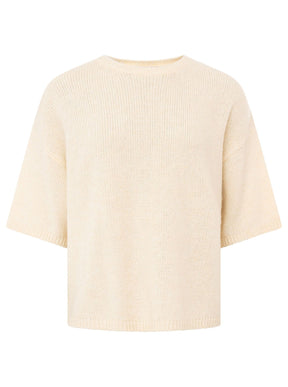 Zwillingsherz - Kurzarm Pullover Boxy - Beige