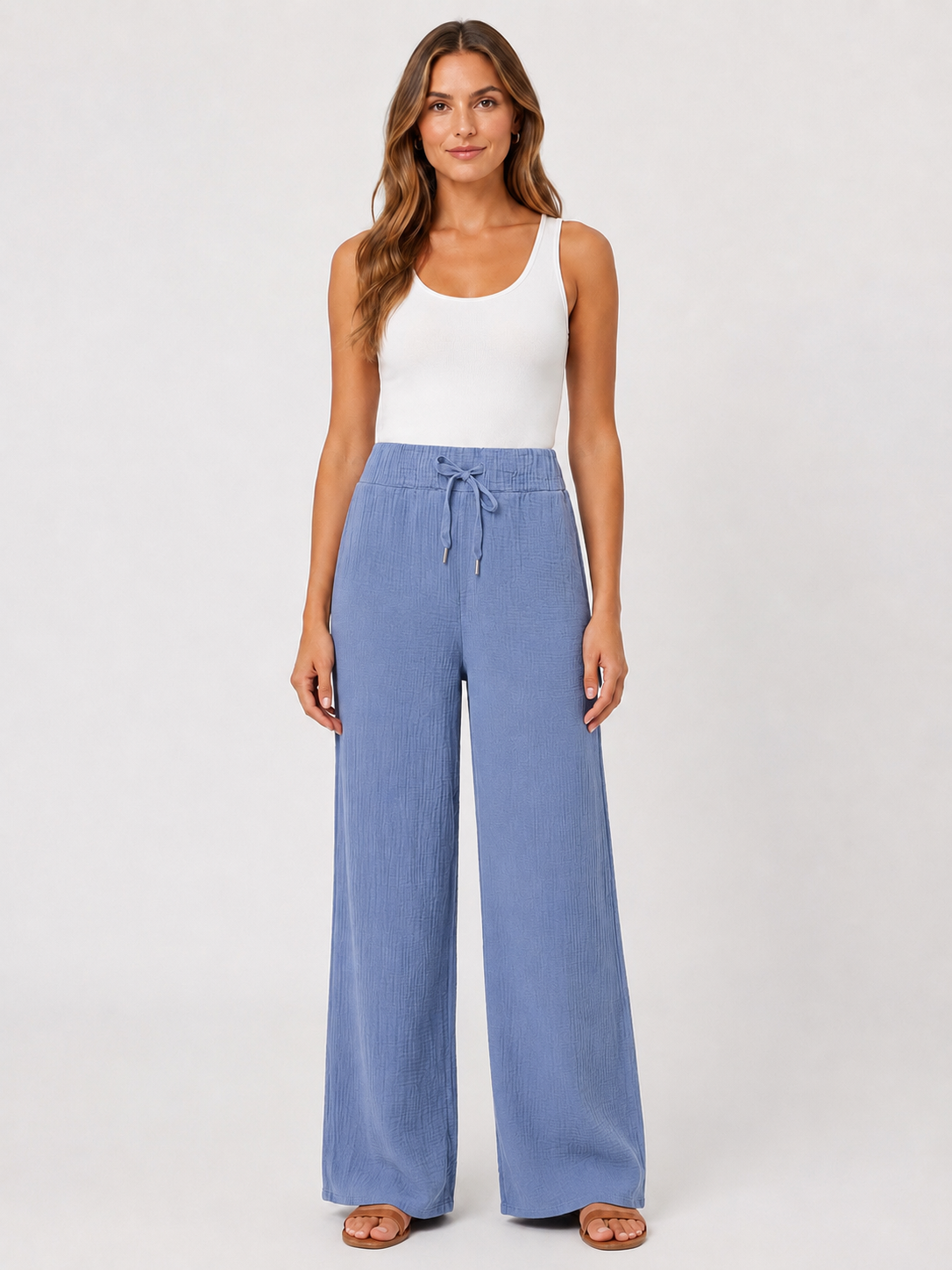 Musselin Hose - Jeansblau