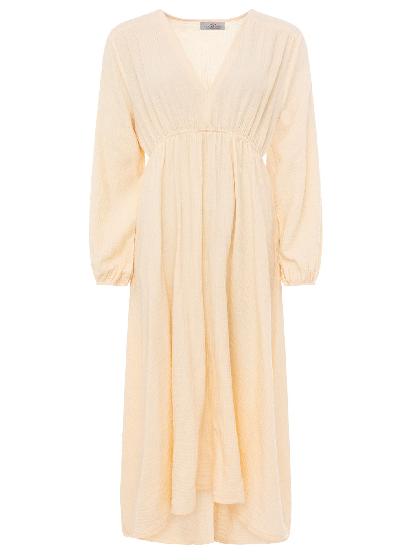 Zwillingsherz - Musselin Kleid lang - Beige
