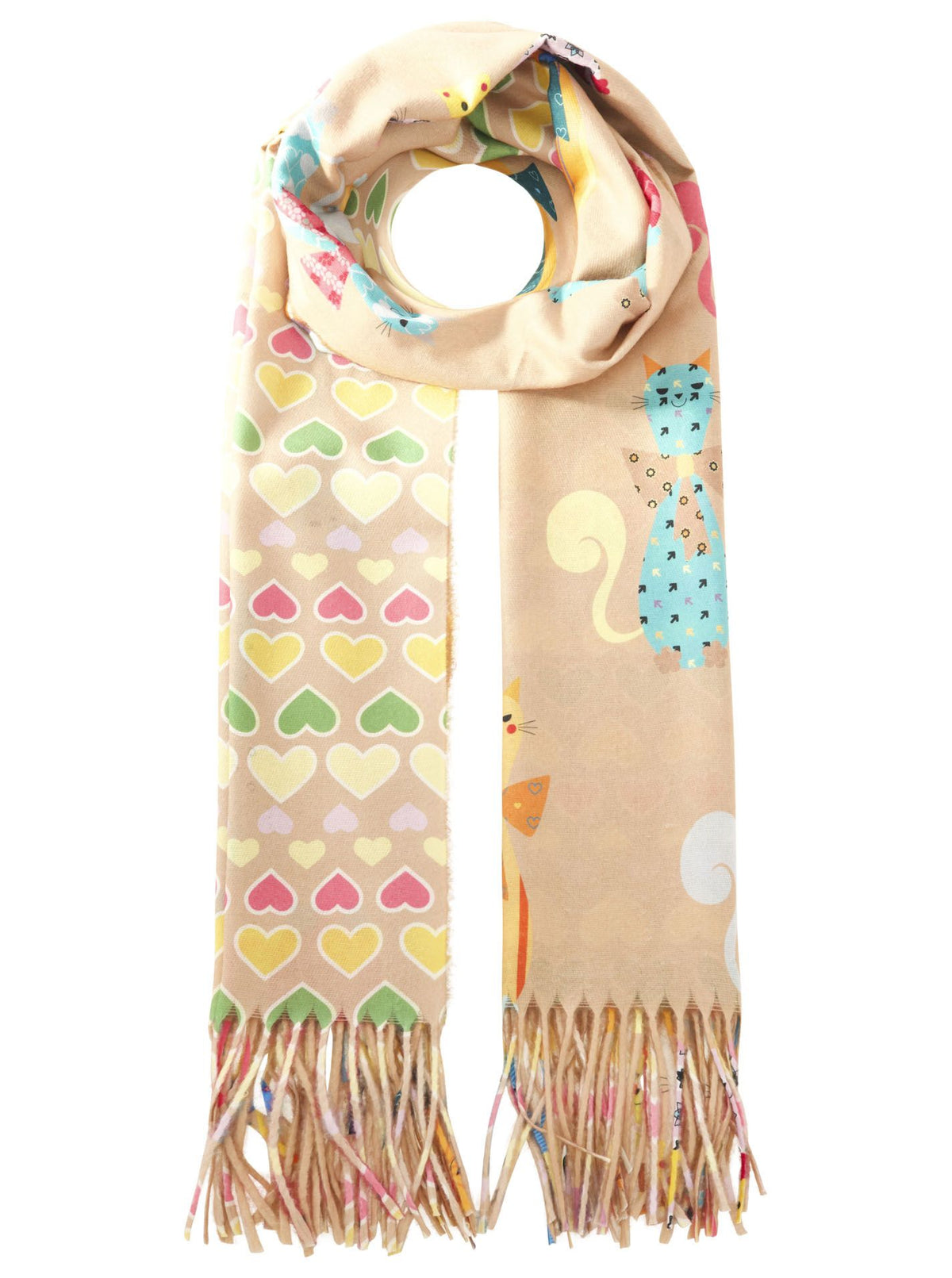 Zwillingsherz - Schal Katzen Herz - Beige