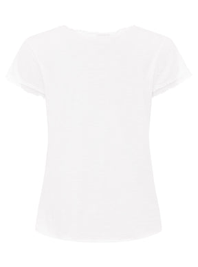 Zwillingsherz -  Oversized T-Shirt "Positive Mind" Fransensaum - Weiß