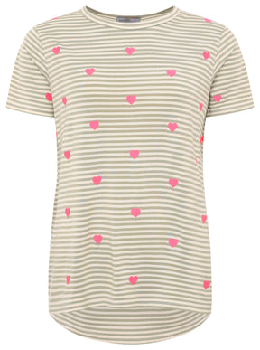 Zwillingsherz - T-Shirt Streifen "Streifen Herzen" - Salbei