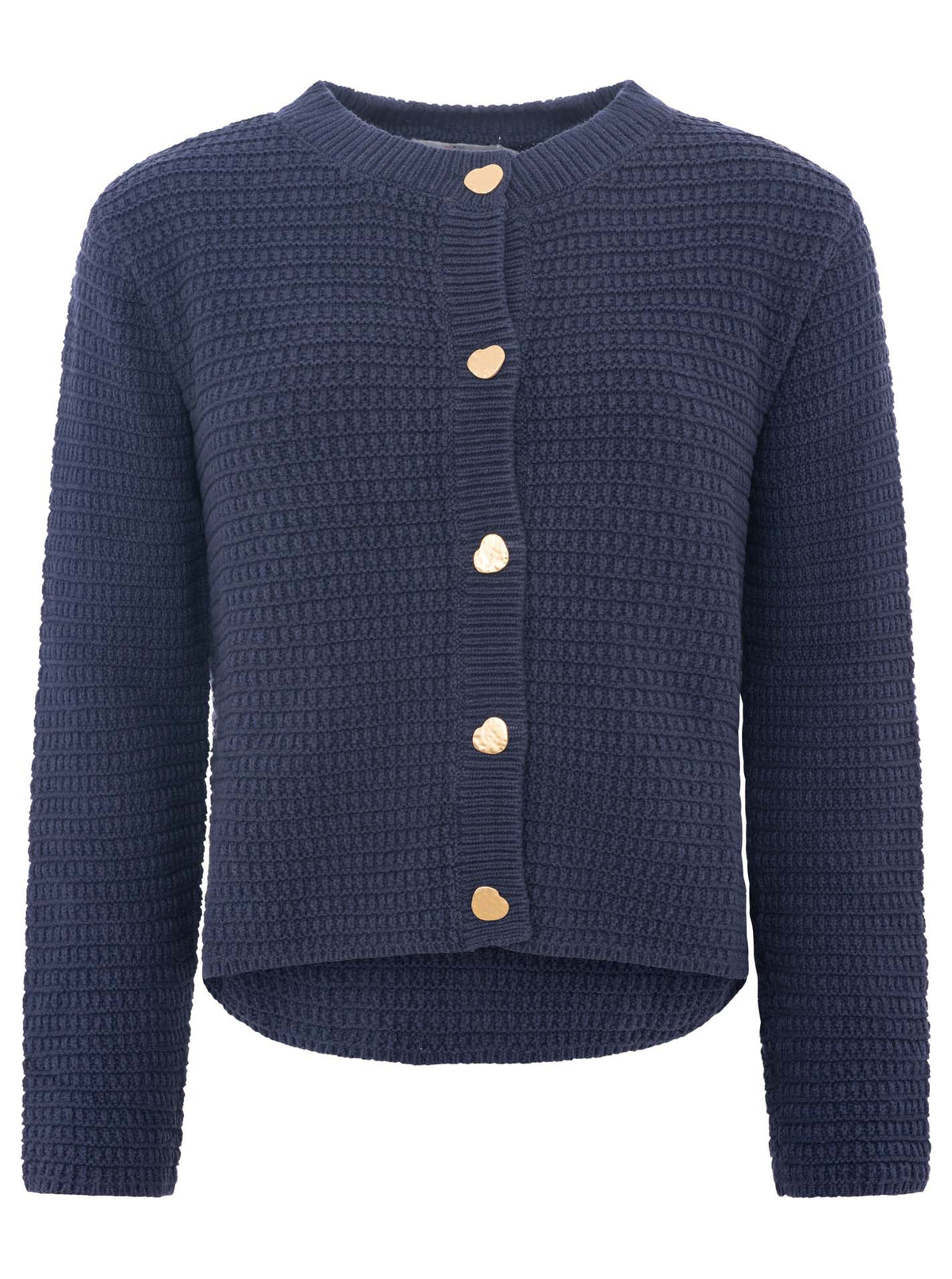 Zwillingsherz - Strickjacke mit goldenen Knöpfen - Navyblau