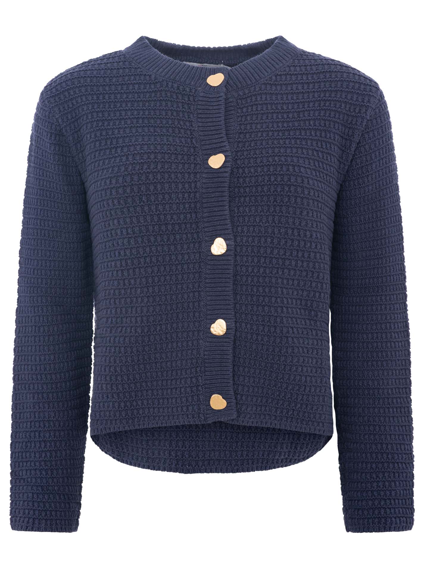 Zwillingsherz - Strickjacke mit goldenen Knöpfen - Navyblau