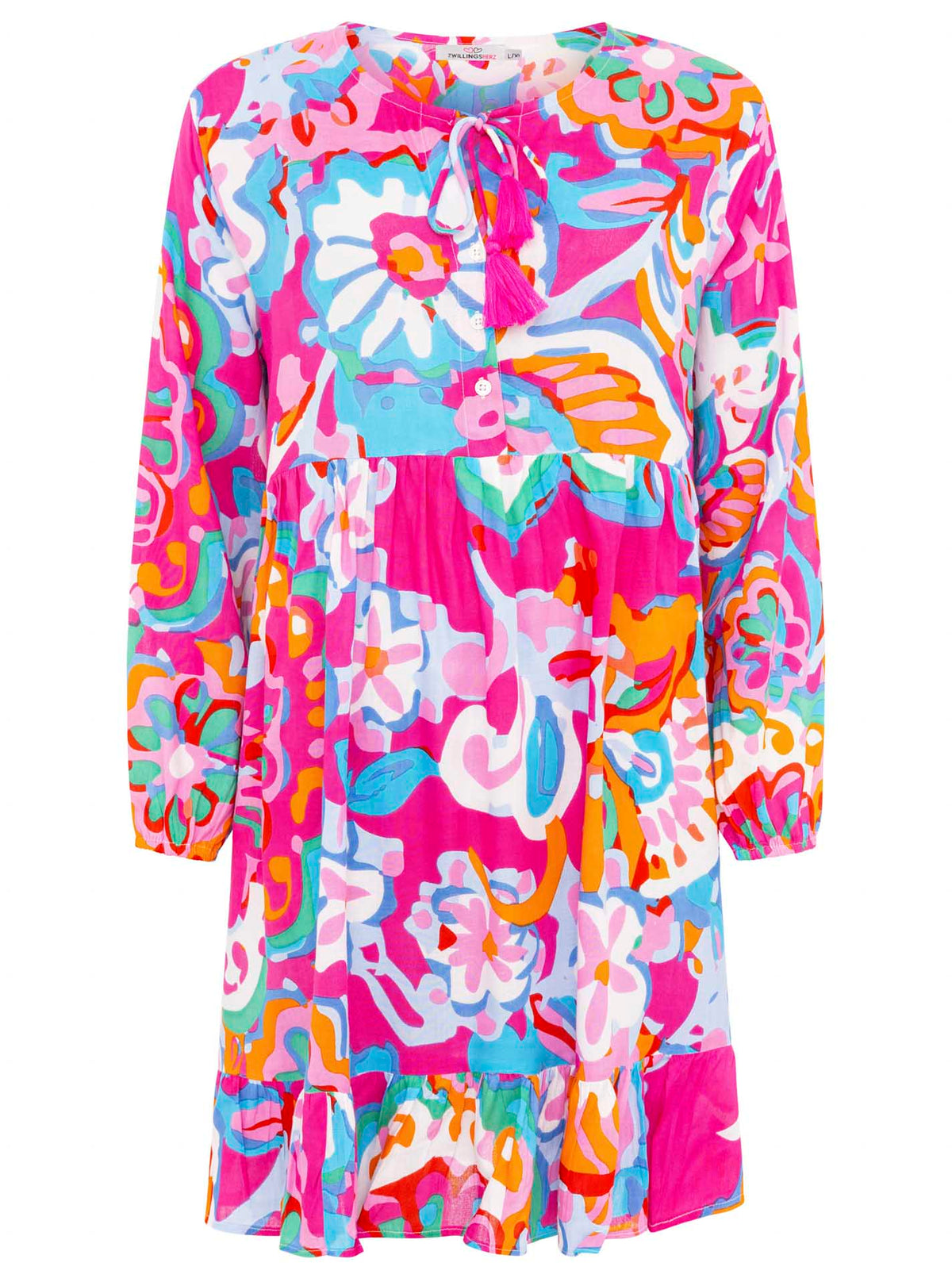 Zwillingsherz - Kleid/Tunika Flower Art - Pink/Blau