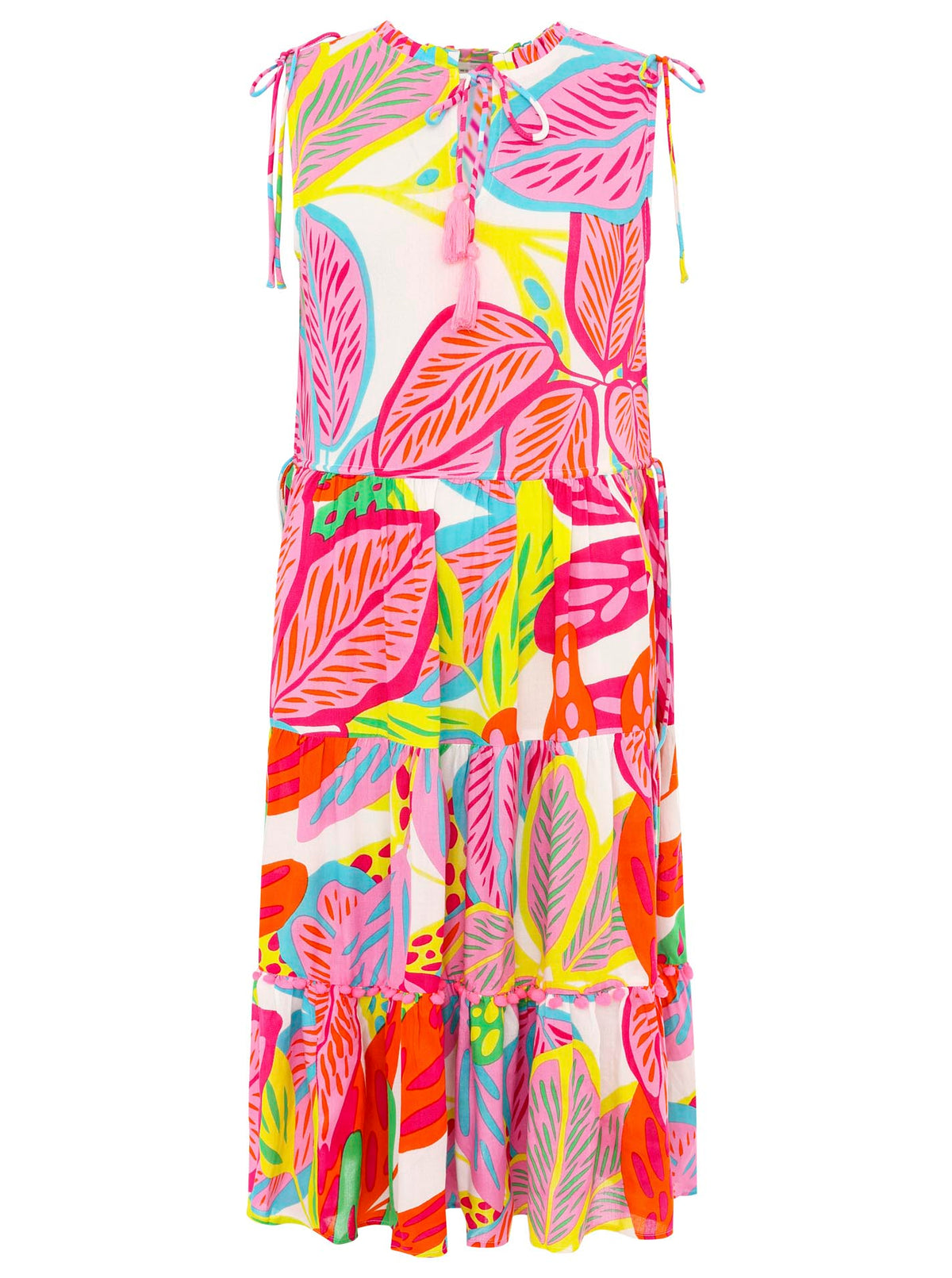 Zwillingsherz - Kleid Dschungelpflanze  - Pink/Blau