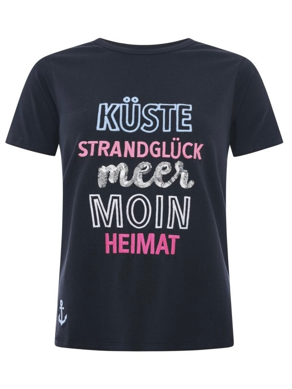 Zwillingsherz - T-Shirt Küste Strandglück - Dunkelblau/Navy