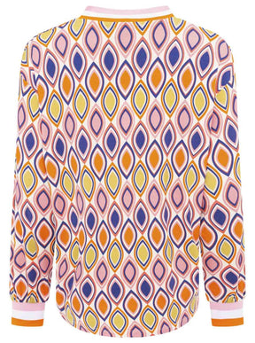 Zwillingsherz - Blusenshirt Ornamente - Blau/Orange