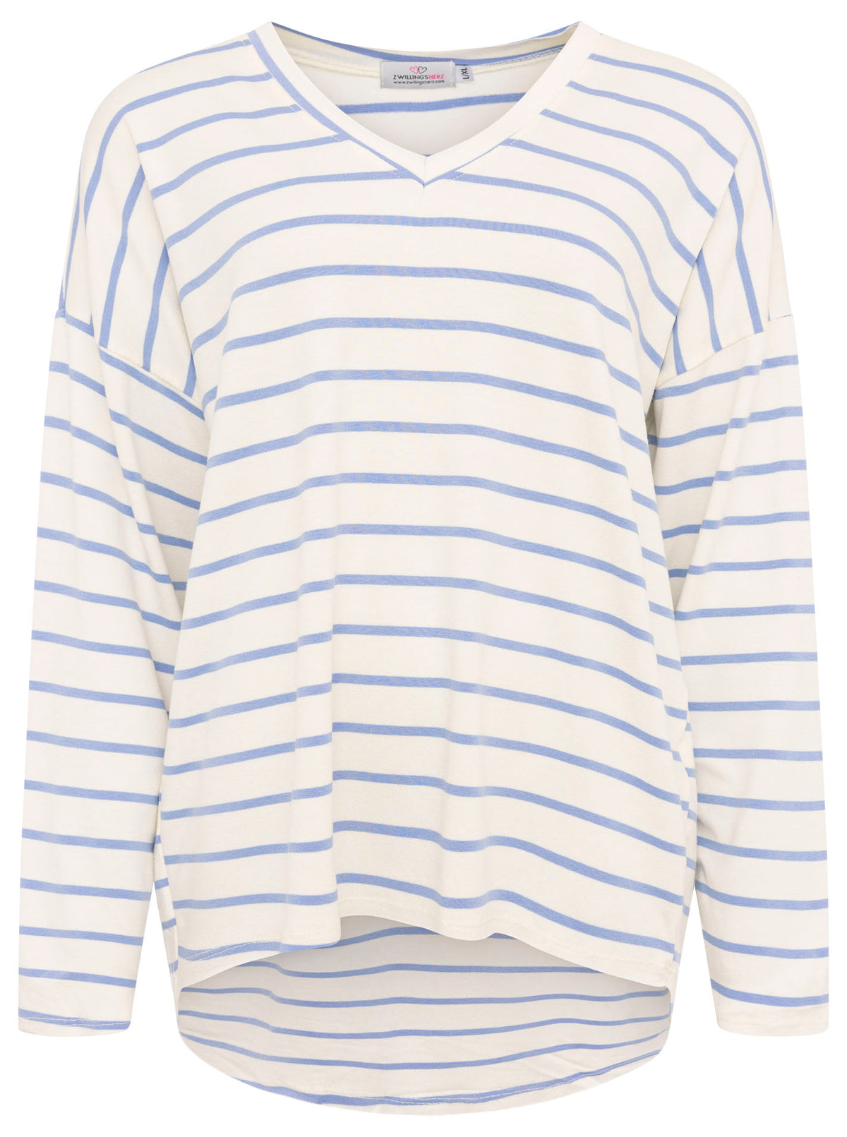 Zwillingsherz -  Pullover/Sweatshirt "Viskose Streifen" - Blau/Weiß