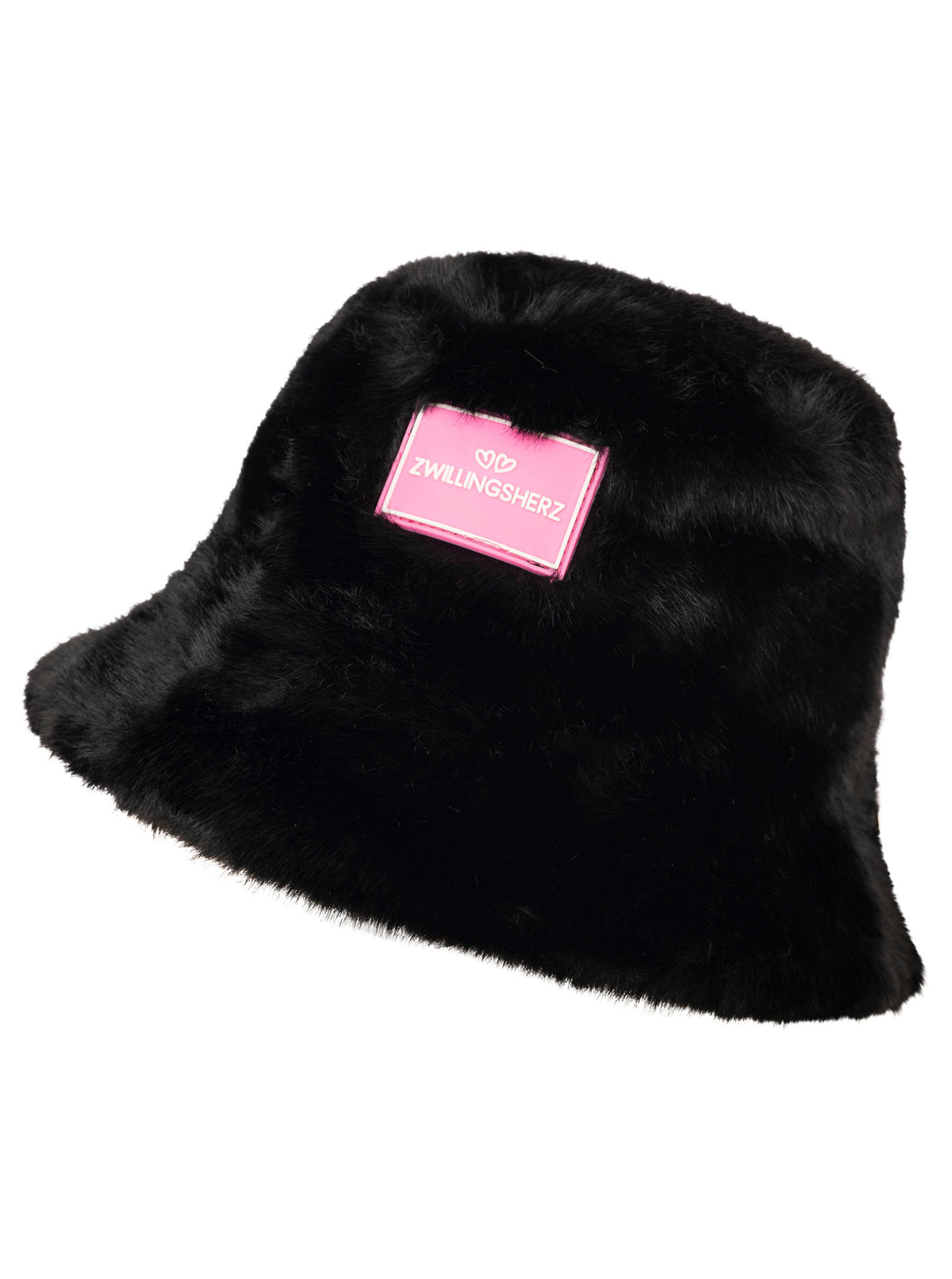 Zwillingsherz - Flauschiger Bucket Hat - Schwarz