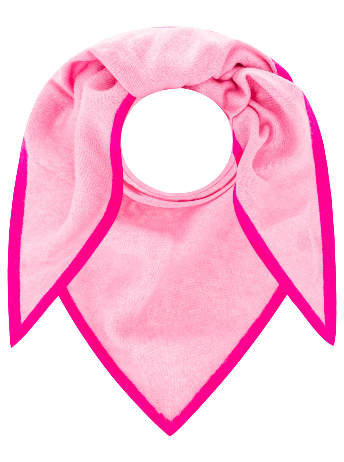 Zwillingsherz - 100% Kaschmir XXL Dreieckstuch „Kontrast Detail“ - Rosa