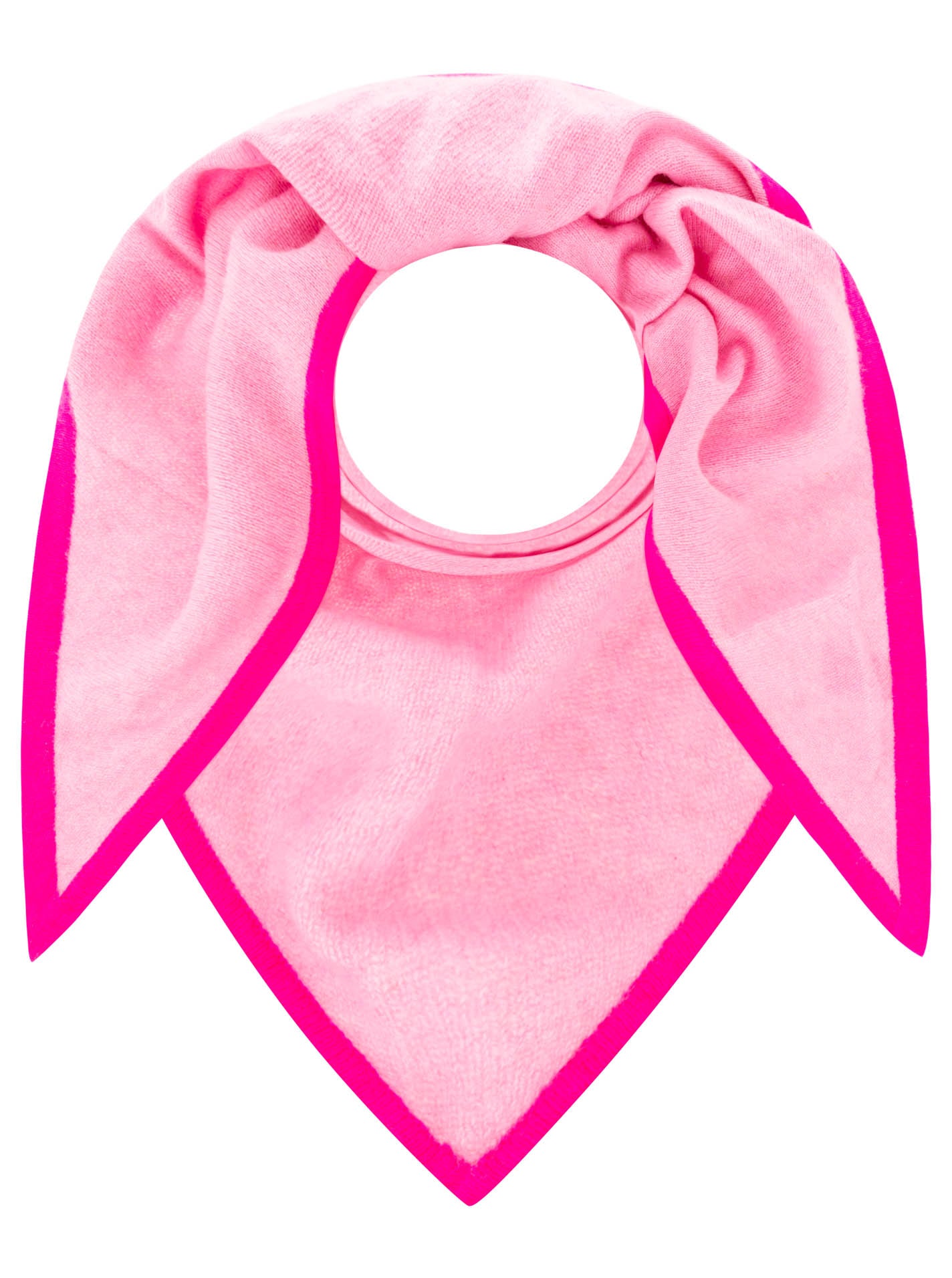 Zwillingsherz - 100% Kaschmir XXL Dreieckstuch „Kontrast Detail“ - Rosa