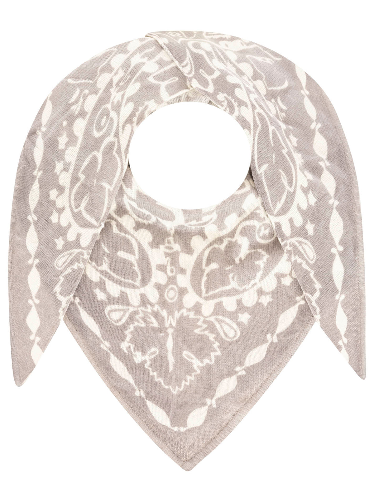 Zwillingsherz Schal - 100% Kaschmir /Cashmere Dreieckstuch "Paisley" - Grau