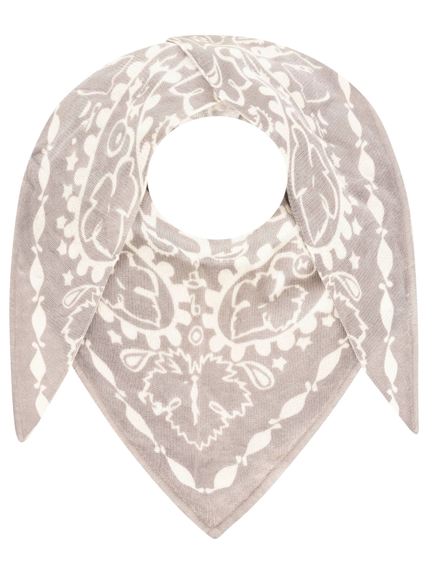 Zwillingsherz Schal - 100% Kaschmir /Cashmere Dreieckstuch "Paisley" - Grau