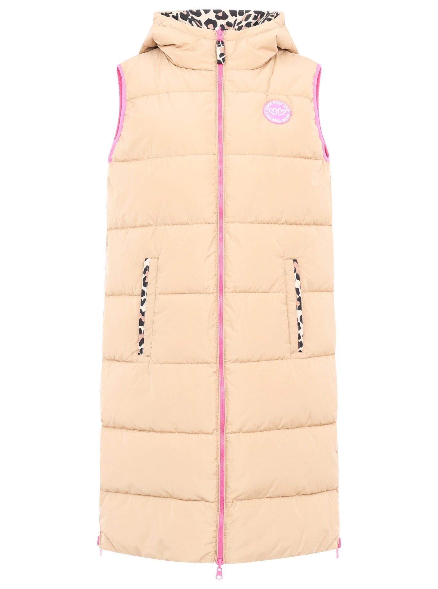 Zwillingsherz - Steppweste "Leo Wild Heart Wendbar" - Beige/Pink