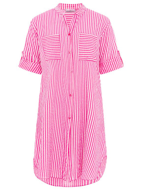 Zwillingsherz - Longbluse Kida (Streifen) - Pink/Weiß