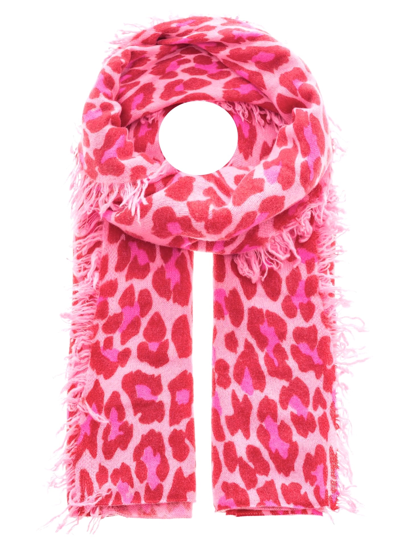 Zwillingsherz 100% Cashmere/Kaschmir Fransenschal Leo - Pink