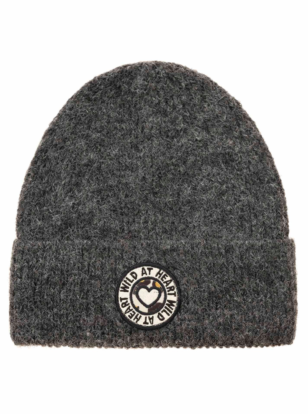 Zwillingsherz Umschlagmütze Wolle “Wild at Heart Leo” - Anthrazit