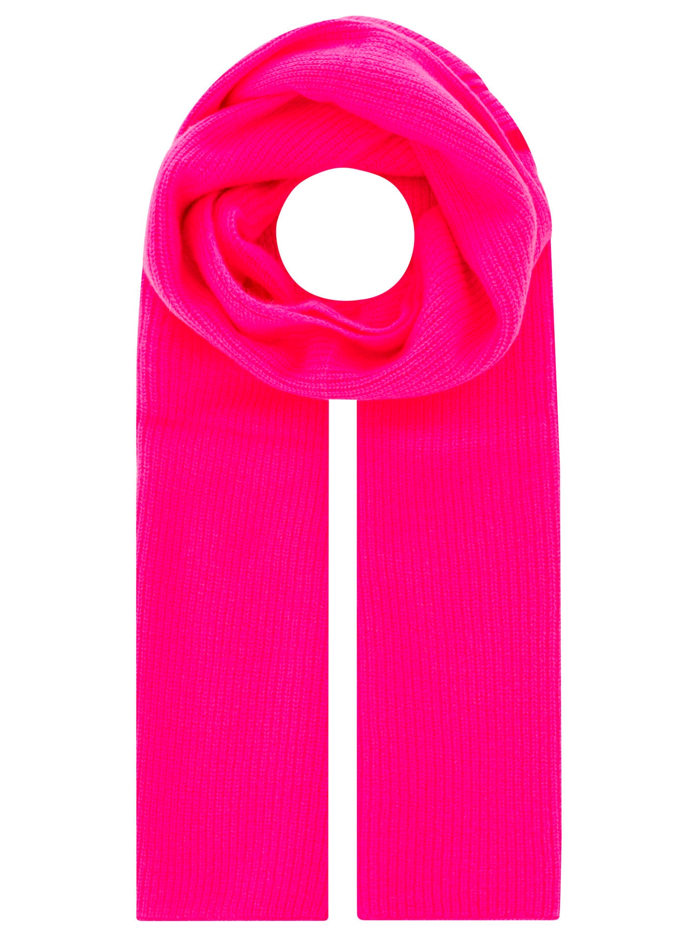 Zwillingsherz 100% Kaschmir Gerippter Schal "Cozy" - Neonpink
