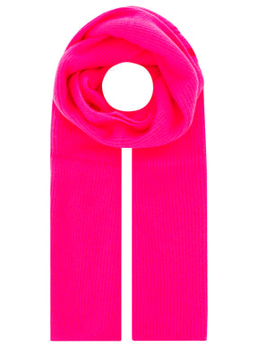 Zwillingsherz 100% Kaschmir Gerippter Schal "Cozy" - Neonpink