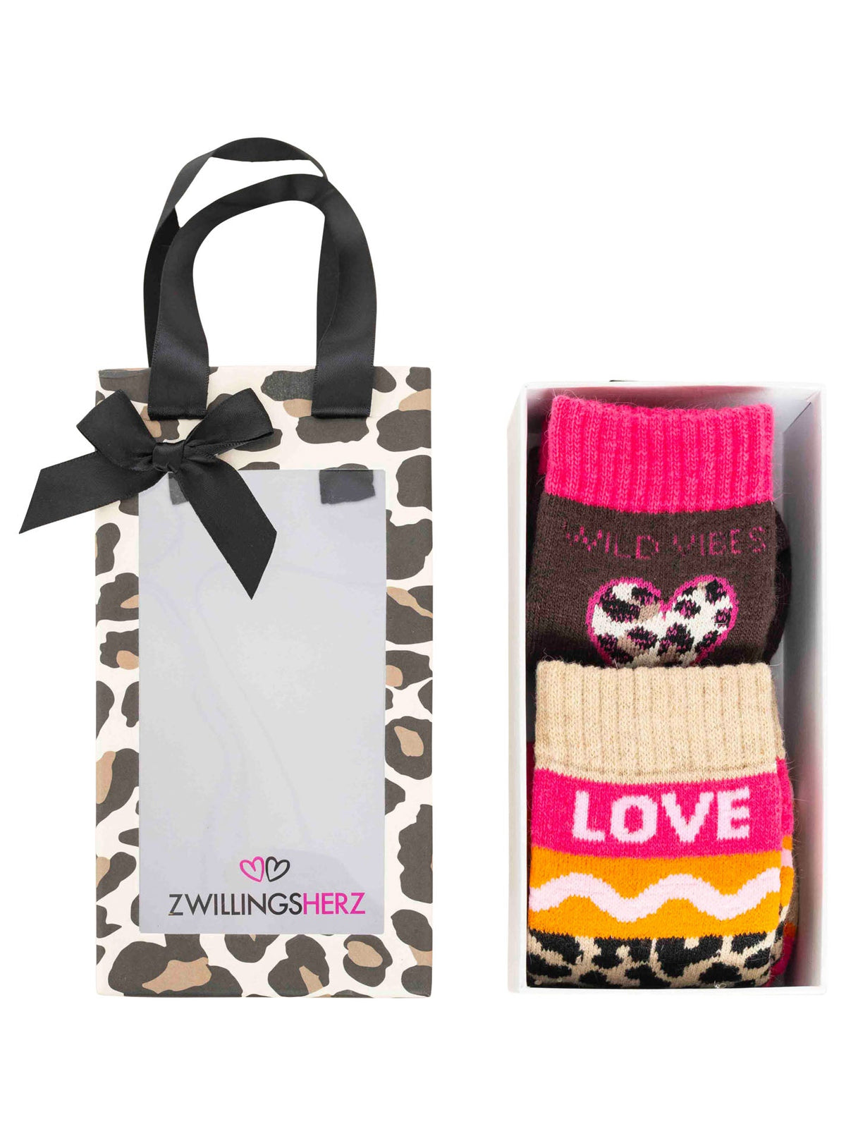 Zwillingsherz - 2er Pack Gifting Box Socken "Wild Herz" - Braun