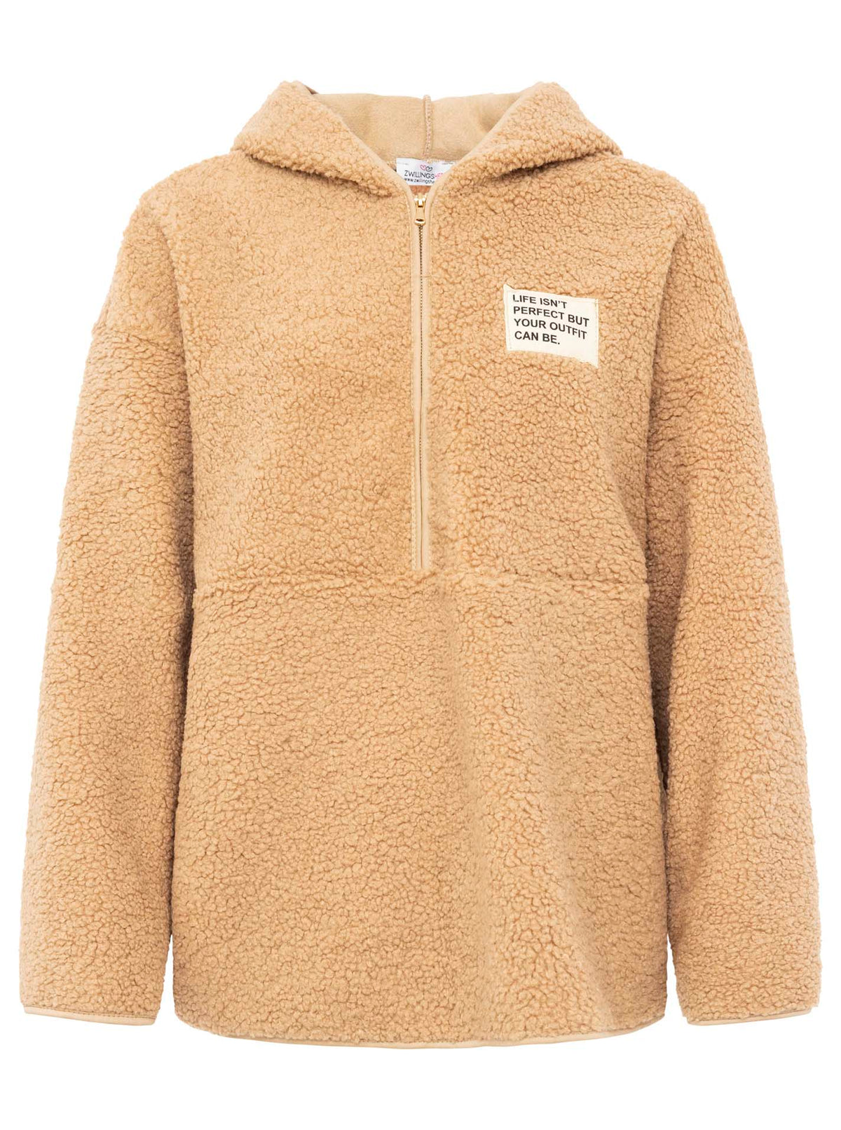 Zwillingsherz - Oversize Teddy Fleece Hoodie - Camel