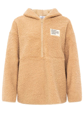 Zwillingsherz - Oversize Teddy Fleece Hoodie - Camel