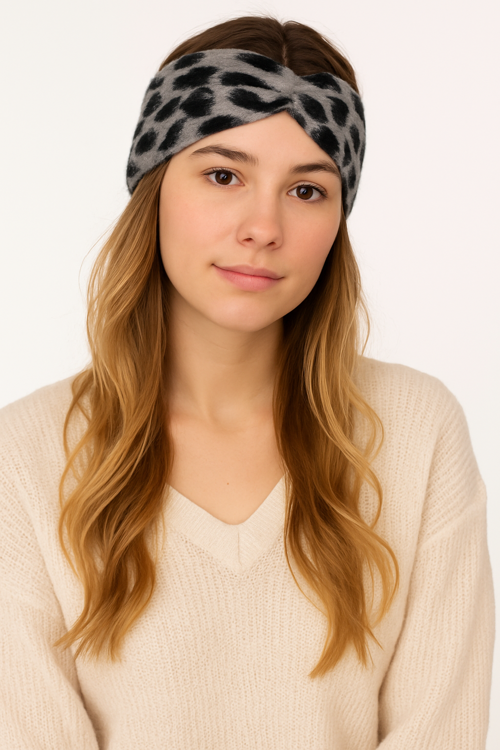 Zwillingsherz - 100% Cashmere Stirnband - Leo Grau