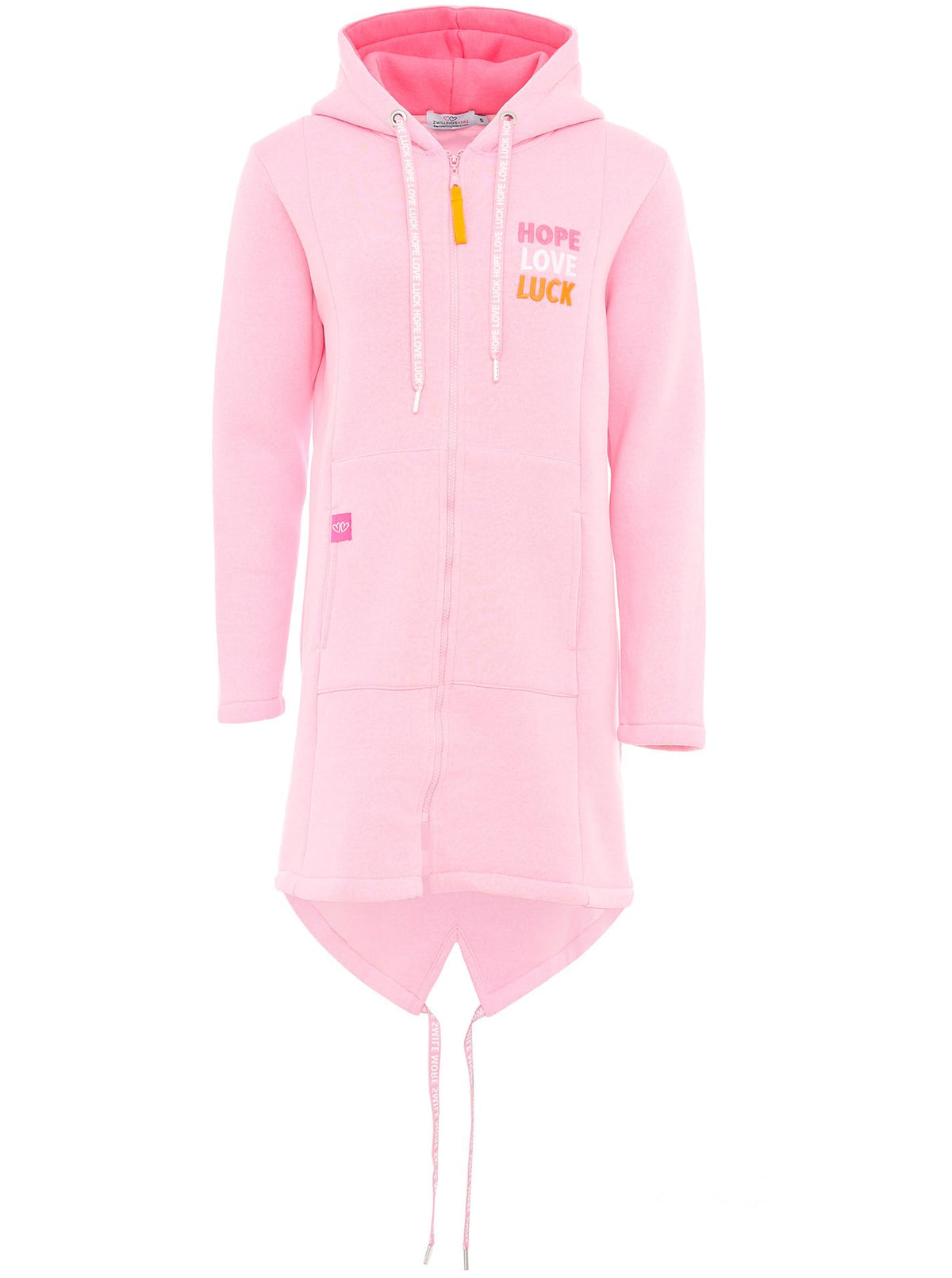 Zwillingsherz - Hoodiemantel "Hope Love Luck" - Rosa