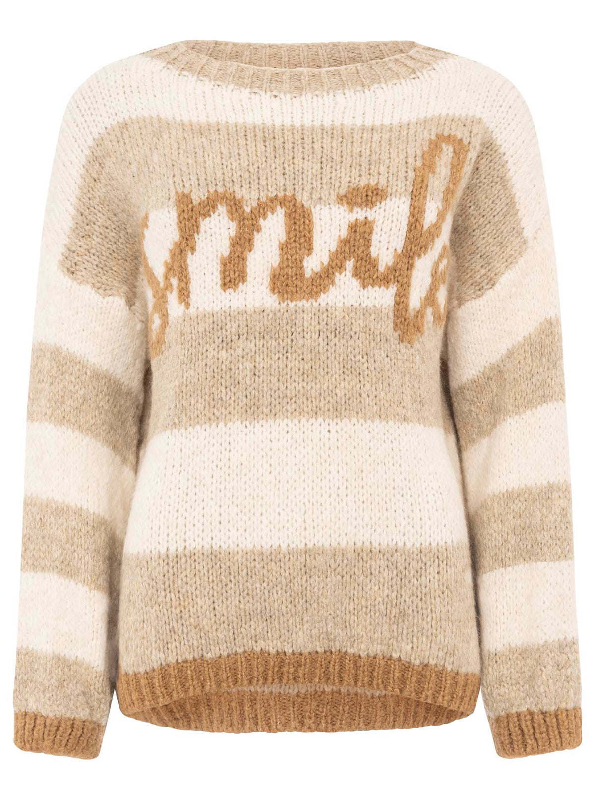 Zwillingsherz Pullover mit Streifen - Smile - Beige/Creme