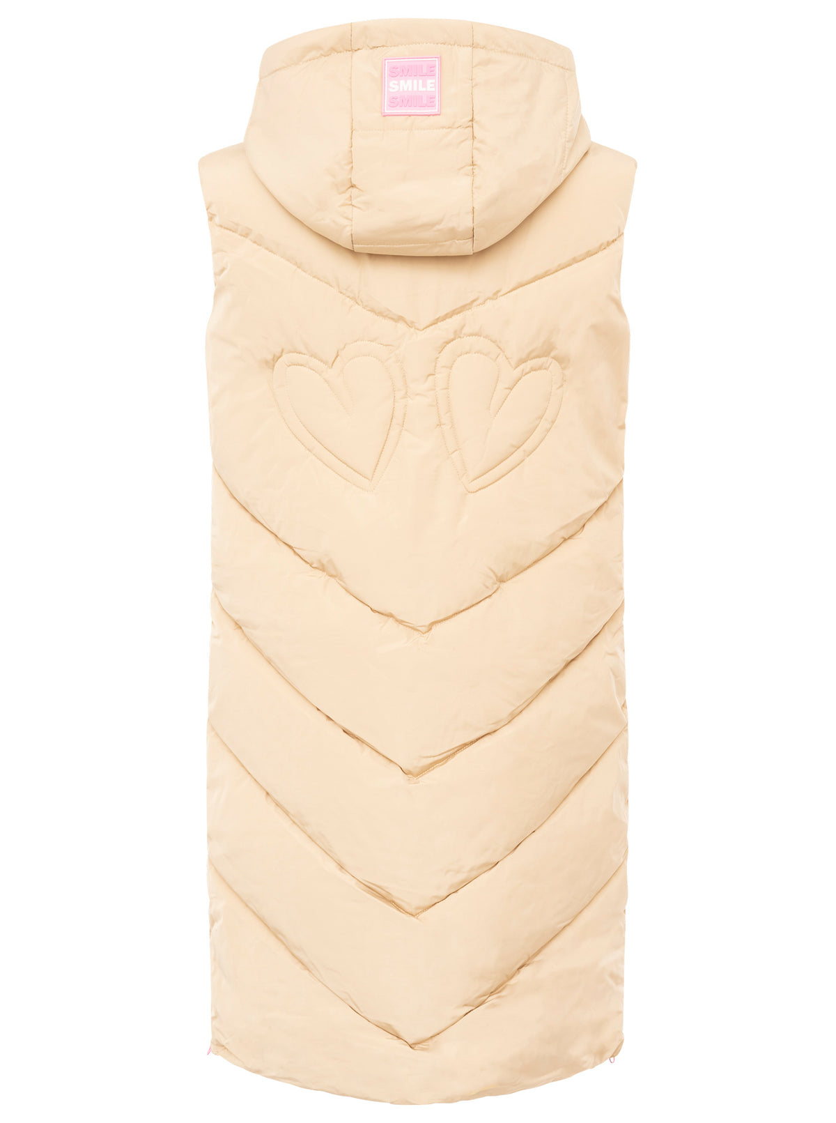 Zwillingsherz - Steppweste mit Kapuze "Happy Mind" - Beige/Pink