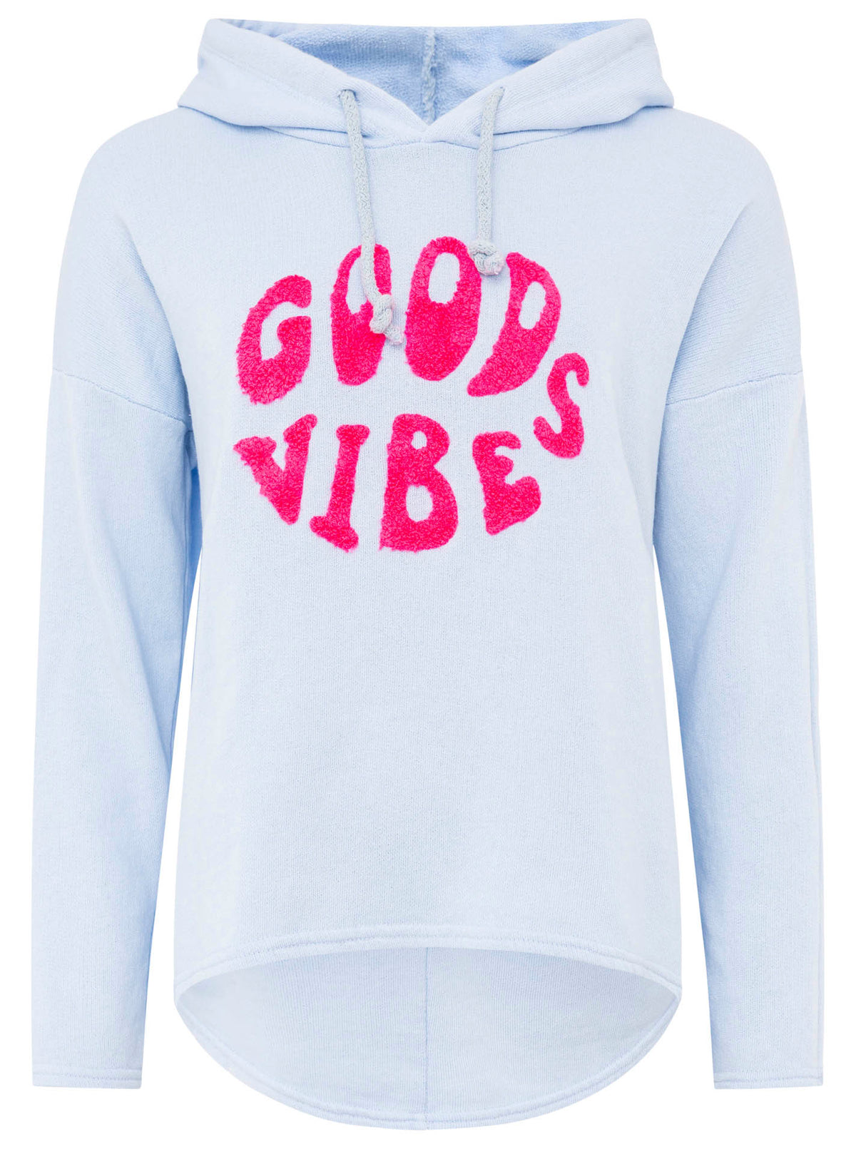 Zwillingsherz - Made in Italy Hoodie "Good Vibes" - Blau/Pink