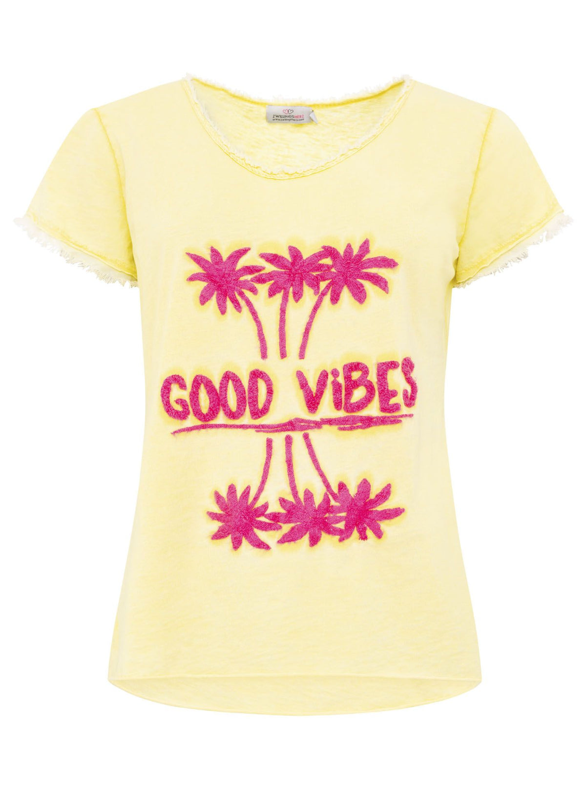 Zwillingsherz - T-Shirt "Good Vibes" - Gelb